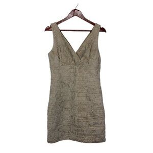 Express Snakeskin Print Bodycon Dress V Neck Sheen Size Medium